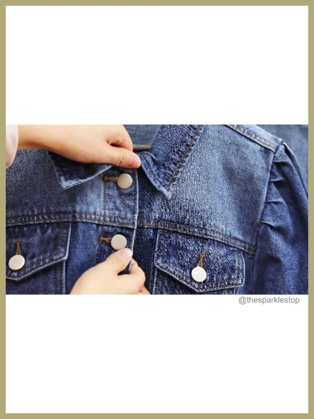 Womens Puff Sleeve Cropped Denim Jacket Button Down Long Sleeve Trendy Jean - Picture 6 of 6